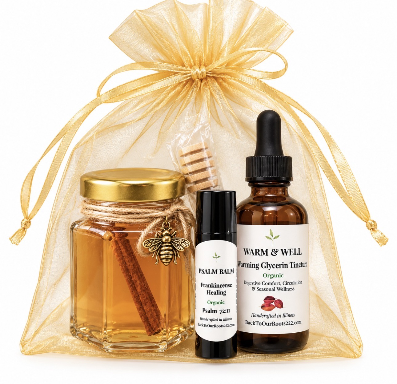 Christmas Comfort Gift Bundle with herbal honey, Psalm Balm, and Warm & Well